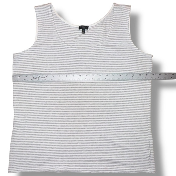 TALBOTS Pima Cotton Blend Tank - Paloma Stripe - Grey Sky Heather/White Plus 1X - Picture 3 of 12